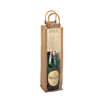 Jute bottle bag with transparent pvc window and bamboo handles (1 bottle) 1