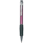 Plastic snap pen with metal clip and rubberised grip 1