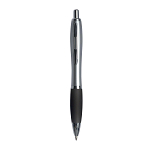 Plastic snap pen with silver barrel, rubberised coloured grip and metal clip, jumbo refill 1