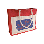 Jute shopping bag with gusset, handles and front pocket in natural cotton 3