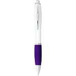 Nash ballpoint pen with white barrel and coloured grip (black ink) 4