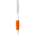 Nash ballpoint pen with white barrel and coloured grip (black ink) 3