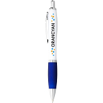 Nash ballpoint pen white barrel and coloured grip (blue ink) 2