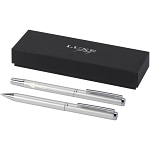 Lucetto recycled aluminium ballpoint and rollerball pen gift set (black ink) 2