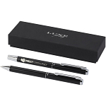 Lucetto recycled aluminium ballpoint and rollerball pen gift set (black ink) 2