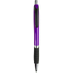 Plastic snap pen with coloured barrel, rubberised grip and chromed details 1