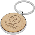 Moreno beech wood round keychain 2