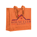 Laminated 120 g/m2 pp shopping bag with gusset and long ribbon handles 3