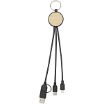 Tecta 6-in-1 recycled plastic/bamboo charging cable with keyring 3