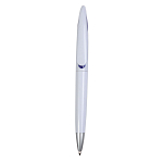 Plastic snap pen with white barrel and curved clip with coloured inside, jumbo refill 1