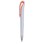 Plastic snap pen with white barrel and curved clip with coloured inside, jumbo refill 2