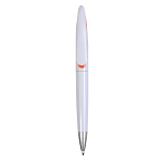 Plastic snap pen with white barrel and curved clip with coloured inside, jumbo refill 1