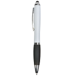 Plastic twist pen with white barrel, rubberised coloured grip 1