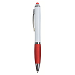 Plastic twist pen with white barrel, rubberised coloured grip 2