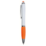 Plastic twist pen with white barrel, rubberised coloured grip 2