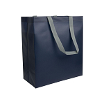 Laminated, heat-sealed 100 g/m2 non-woven fabric shopping bag with gusset and long handles 1