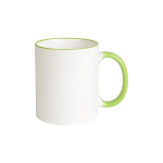 White grade a ceramic mug with coloured handle and edge, for dishwashers 1