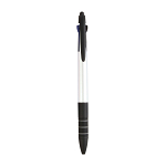 Plastic snap pen with 3 refills in blue, black and red, and touchscreen rubber tip 1