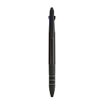 Plastic snap pen with 3 refills in blue, black and red, and touchscreen rubber tip 1