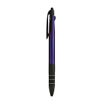 Plastic snap pen with 3 refills in blue, black and red, and touchscreen rubber tip 2