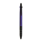 Plastic snap pen with 3 refills in blue, black and red, and touchscreen rubber tip 1