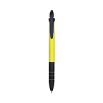 Plastic snap pen with 3 refills in blue, black and red, and touchscreen rubber tip 1