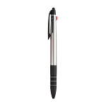 Plastic snap pen with 3 refills in blue, black and red, and touchscreen rubber tip 2