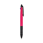 Plastic snap pen with 3 refills in blue, black and red, and touchscreen rubber tip 2