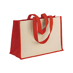 280 g/m2 cotton shopping bag with jute details, long handles and gusset 1