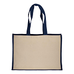 280 g/m2 cotton shopping bag with jute details, long handles and gusset 2