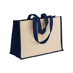 280 g/m2 cotton shopping bag with jute details, long handles and gusset 1