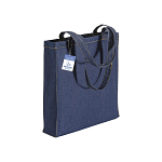 180 g/m2 denim recycled cotton shopping bag, long handles and gusset 1