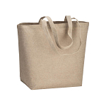 Geantă Shopper din Bumbac Reciclat 120 g/m2 cu Strat Interior PP, Mânere Lungi și Latură 1