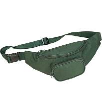 600d polyester 3-pocket waist bag with adjustable waist strap and clip closure