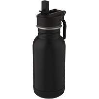 Lina 400 ml stainless steel sport bottle with straw and loop