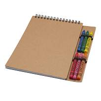 Doodle A5 spiral soft cover notebook and crayon set