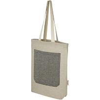 Pheebs 150 g/m² recycled cotton tote bag with front pocket 9L