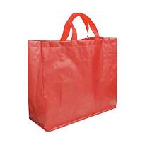 Matte laminated 120 g/m2 pp shopping bag with gusset and short ribbon handles