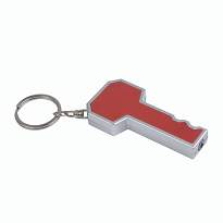 Plastic key-shaped key ring with light