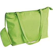 600d polyester beach bag with long handles, purse and zip closures