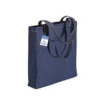 180 g/m2 denim recycled cotton shopping bag, long handles and gusset