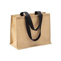 Jute shopping bag, long handles and gusset