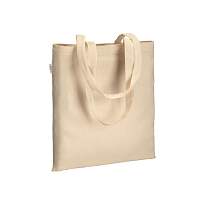 220/g m2 organic cotton shopping bag, long hanles and gusset