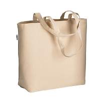 220/g m2 organic cotton shopping bag, long handles and bottom gusset