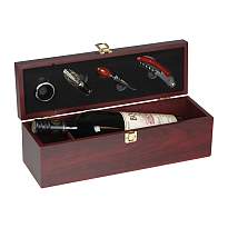 Wine set in wooden box