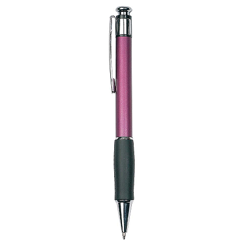 Plastic snap pen with metal clip and rubberised grip 2