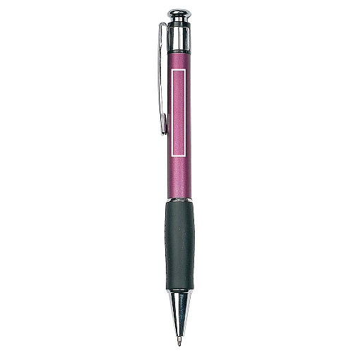 Plastic snap pen with metal clip and rubberised grip 3