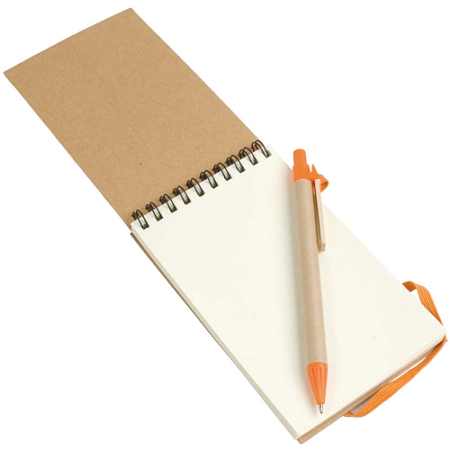 Recycled-paper ring-bound notepad, blank sheets (70 pages) with cardboard pen 3