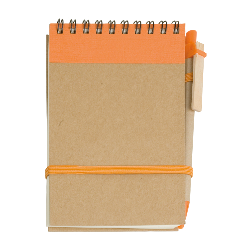 Recycled-paper ring-bound notepad, blank sheets (70 pages) with cardboard pen 1