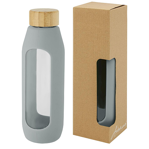 Tidan 600 ml borosilicate glass bottle with silicone grip 1